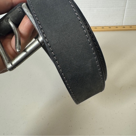 Modern Men's Rustic Genuine Black Leather Belt Size 34 - Picture 3 of 13